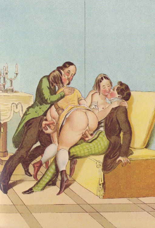 «Сцена перекрёстного поцелуя». Литография, Петер Фенди, ок. 1834 г.